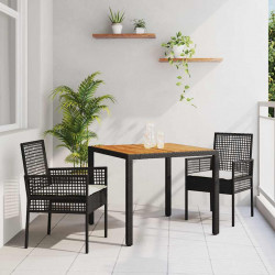 Zestaw do jadalni w ogrodzie 3 pcs Czarny polirattan