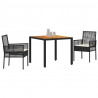 Zestaw do jadalni w ogrodzie 3 pcs Czarny polirattan
