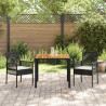 Zestaw do jadalni w ogrodzie 3 pcs Czarny polirattan