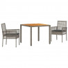 Zestaw do jadalni w ogrodzie 3 pcs Szary polirattan