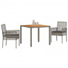 Zestaw do jadalni w ogrodzie 3 pcs Szary polirattan