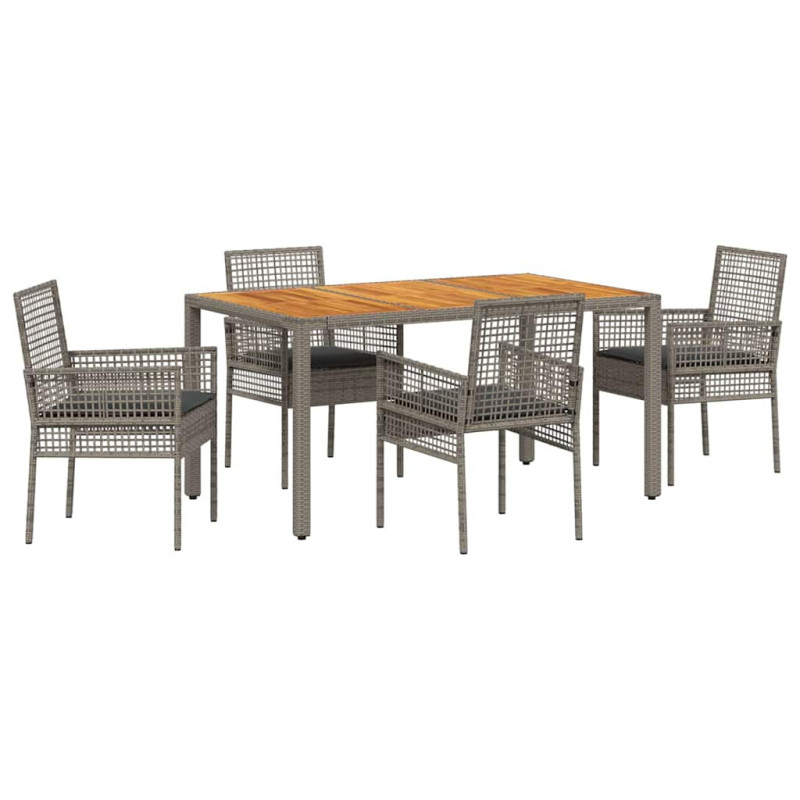 Zestaw do jadalni w ogrodzie 5 pcs Szary polirattan