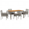 Zestaw do jadalni w ogrodzie 5 pcs Szary polirattan