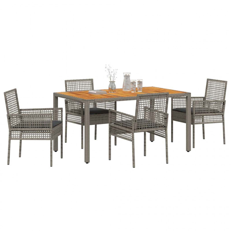 Zestaw do jadalni w ogrodzie 5 pcs Szary polirattan