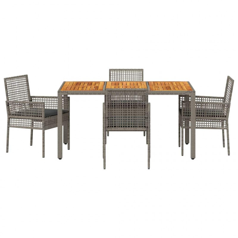 Zestaw do jadalni w ogrodzie 5 pcs Szary polirattan