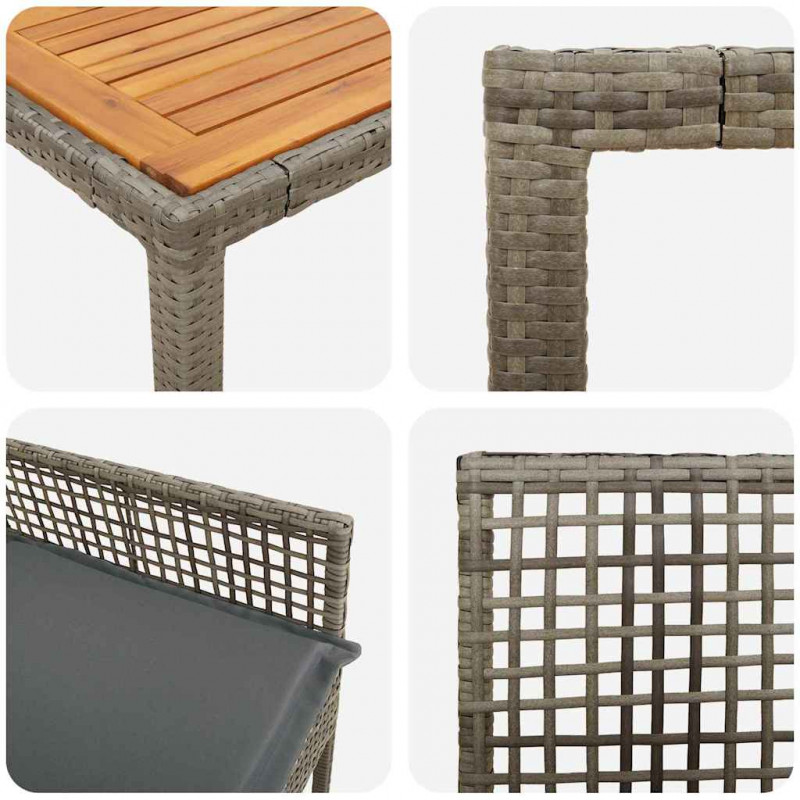 Zestaw do jadalni w ogrodzie 9 pcs Szary polirattan