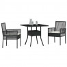 Zestaw do jadalni w ogrodzie 3 pcs Czarny polirattan