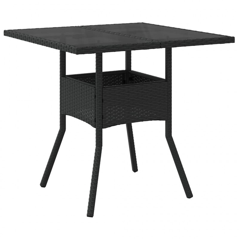 Zestaw do jadalni w ogrodzie 3 pcs Czarny polirattan