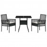 Zestaw do jadalni w ogrodzie 3 pcs Czarny polirattan