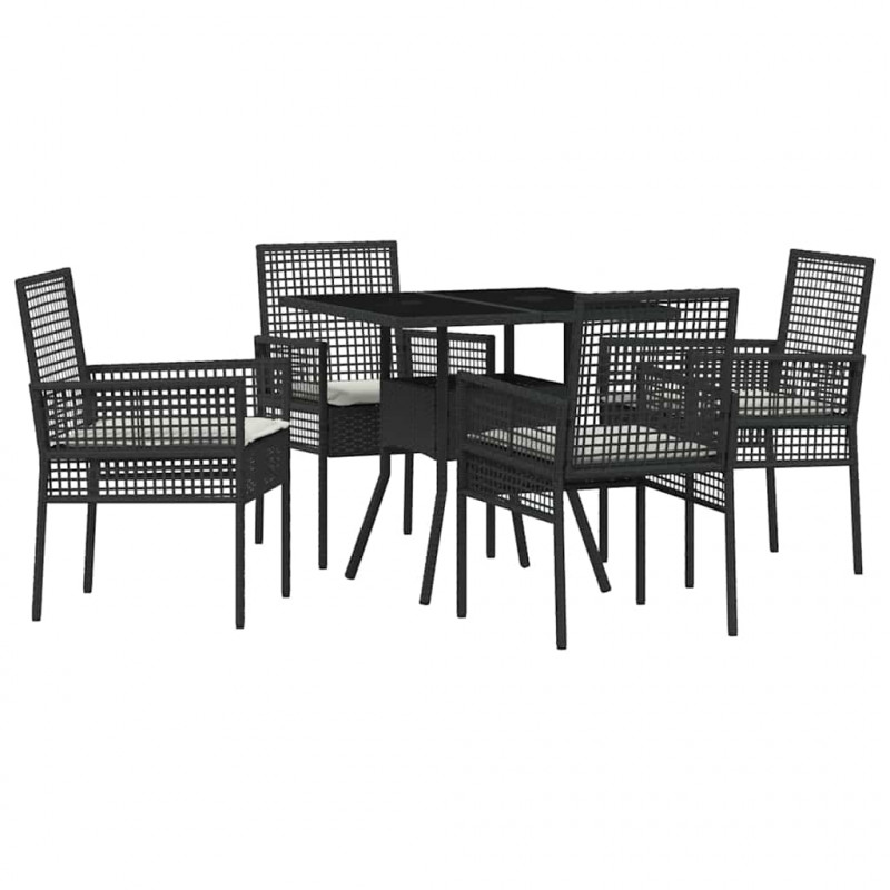 Zestaw do jadalni w ogrodzie 5 pcs Czarny polirattan