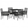 Zestaw do jadalni w ogrodzie 5 pcs Czarny polirattan