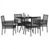 Zestaw do jadalni w ogrodzie 5 pcs Czarny polirattan