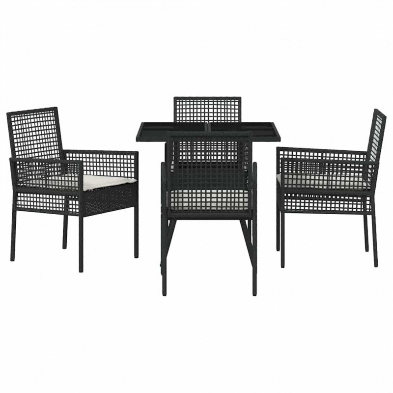 Zestaw do jadalni w ogrodzie 5 pcs Czarny polirattan