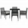 Zestaw do jadalni w ogrodzie 5 pcs Czarny polirattan