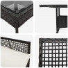Zestaw do jadalni w ogrodzie 5 pcs Czarny polirattan