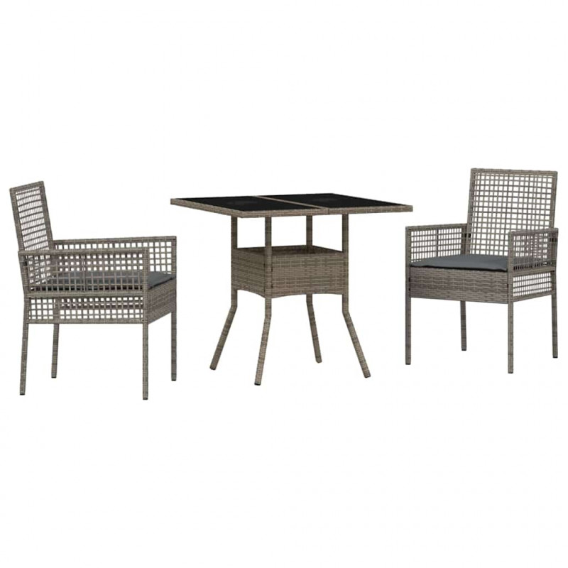Zestaw do jadalni w ogrodzie 3 pcs Szary polirattan