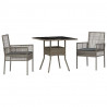 Zestaw do jadalni w ogrodzie 3 pcs Szary polirattan