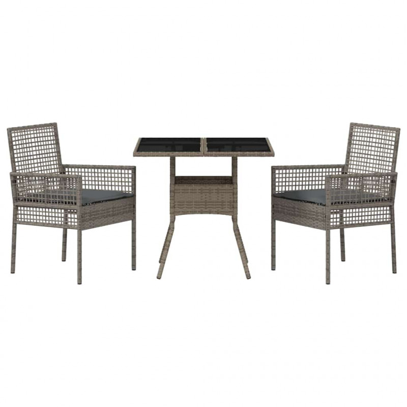 Zestaw do jadalni w ogrodzie 3 pcs Szary polirattan