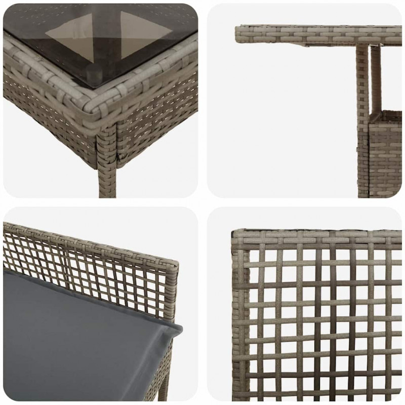 Zestaw do jadalni w ogrodzie 3 pcs Szary polirattan