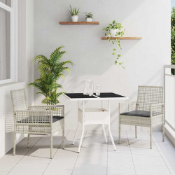 Zestaw do jadalni w ogrodzie 3 pcs Jasnoszary polirattan