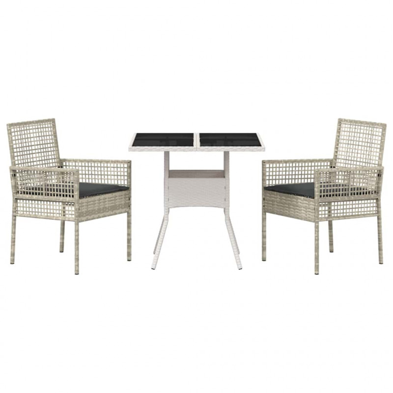 Zestaw do jadalni w ogrodzie 3 pcs Jasnoszary polirattan