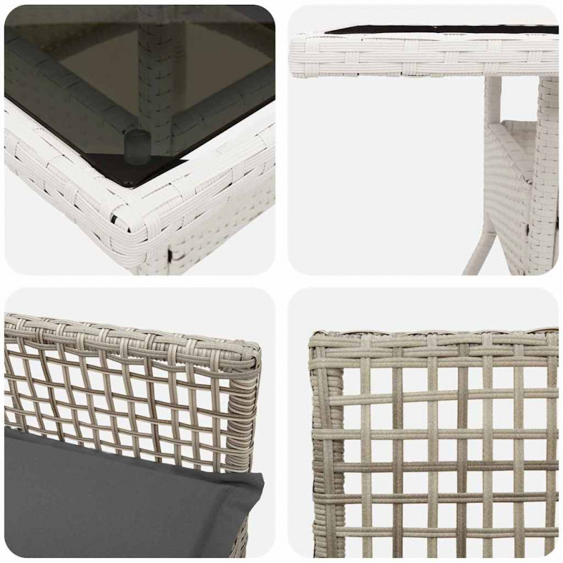 Zestaw do jadalni w ogrodzie 3 pcs Jasnoszary polirattan