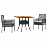 Zestaw do jadalni w ogrodzie 3 pcs Czarny polirattan
