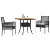 Zestaw do jadalni w ogrodzie 3 pcs Czarny polirattan