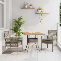 Zestaw do jadalni w ogrodzie 3 pcs Szary polirattan