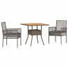 Zestaw do jadalni w ogrodzie 3 pcs Szary polirattan