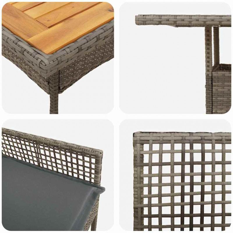 Zestaw do jadalni w ogrodzie 3 pcs Szary polirattan