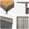 Zestaw do jadalni w ogrodzie 3 pcs Szary polirattan