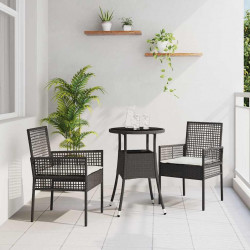 Zestaw do jadalni w ogrodzie 3 pcs Czarny polirattan