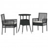 Zestaw do jadalni w ogrodzie 3 pcs Czarny polirattan