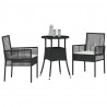 Zestaw do jadalni w ogrodzie 3 pcs Czarny polirattan