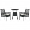 Zestaw do jadalni w ogrodzie 3 pcs Czarny polirattan