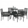 Zestaw do jadalni w ogrodzie 5 pcs Czarny polirattan