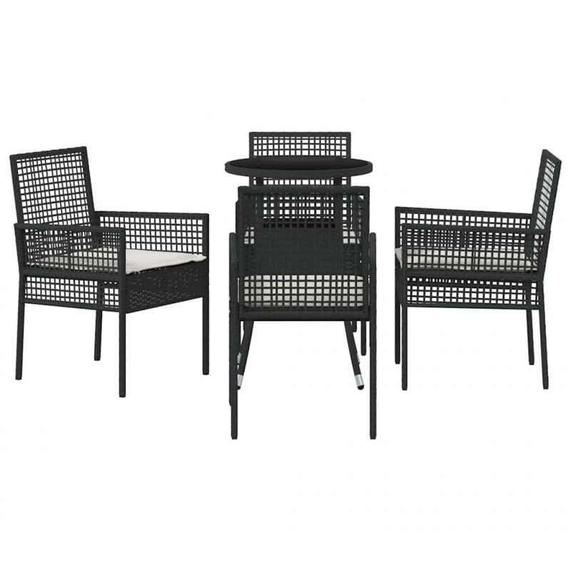 Zestaw do jadalni w ogrodzie 5 pcs Czarny polirattan