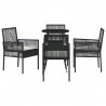 Zestaw do jadalni w ogrodzie 5 pcs Czarny polirattan