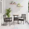 Zestaw do jadalni w ogrodzie 3 pcs Czarny polirattan