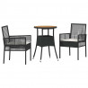 Zestaw do jadalni w ogrodzie 3 pcs Czarny polirattan