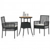 Zestaw do jadalni w ogrodzie 3 pcs Czarny polirattan