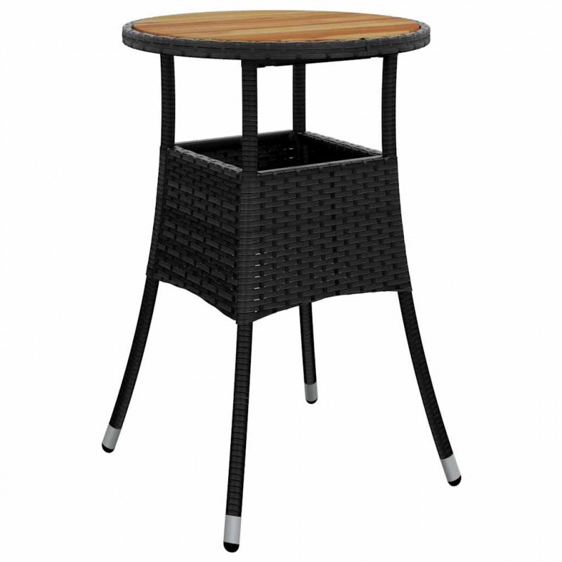 Zestaw do jadalni w ogrodzie 3 pcs Czarny polirattan