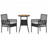 Zestaw do jadalni w ogrodzie 3 pcs Czarny polirattan