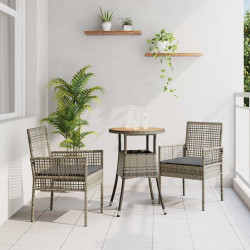 Zestaw do jadalni w ogrodzie 3 pcs Szary polirattan