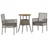 Zestaw do jadalni w ogrodzie 3 pcs Szary polirattan