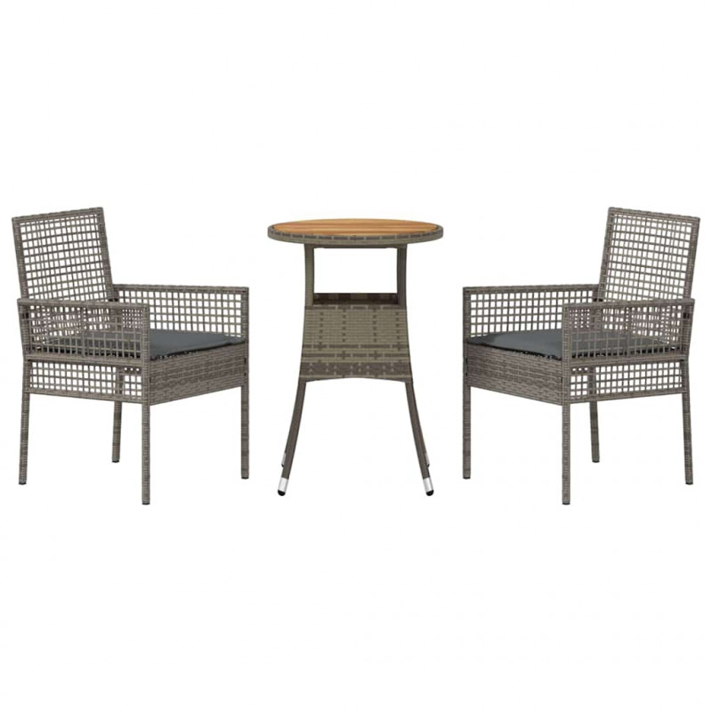 Zestaw do jadalni w ogrodzie 3 pcs Szary polirattan
