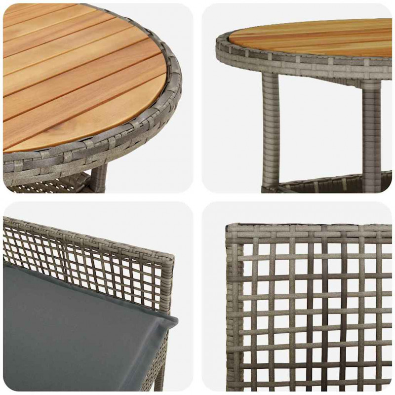 Zestaw do jadalni w ogrodzie 3 pcs Szary polirattan