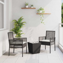 Zestaw Bistro Ogrodowego 3 pcs Czarny polirattan