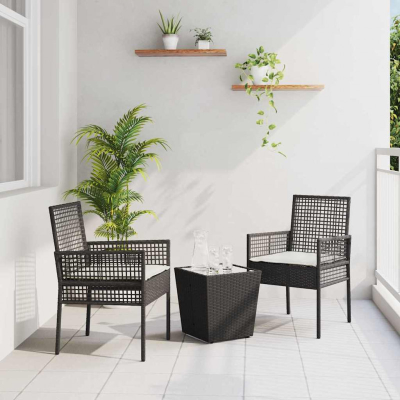 Zestaw Bistro Ogrodowego 3 pcs Czarny polirattan